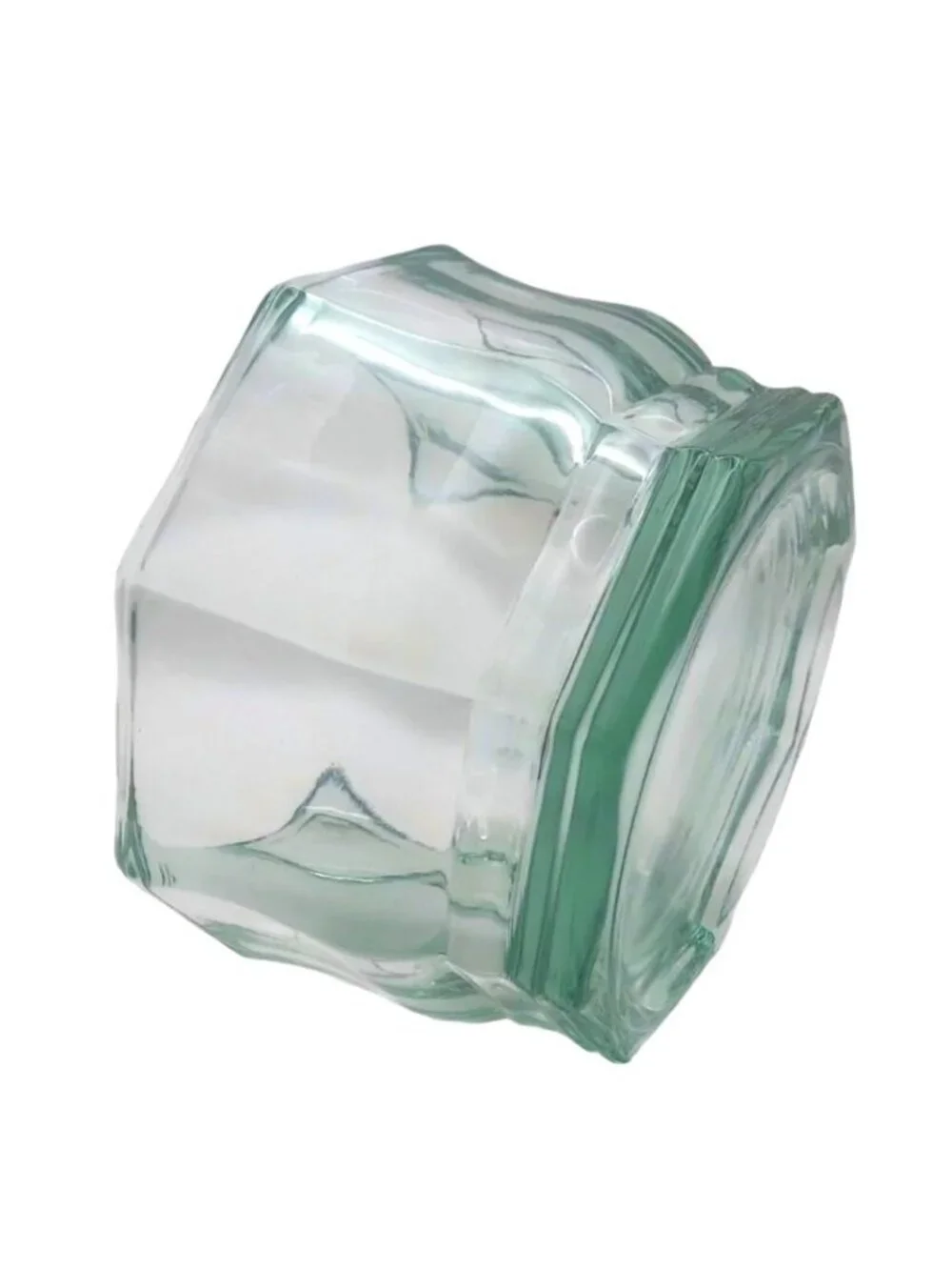 Indiana Glass Candy Dish Light Green Octagonal Concord MCM Art Deco Vintage